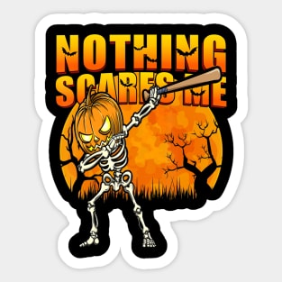 Baseball Bat Halloween Shirt Nothing Scares Me Skeleton Sticker